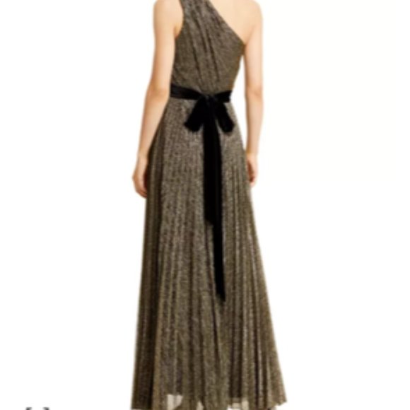 Metallic Asymmetric Neckline with Black Velvet bow - Picture 3 of 9